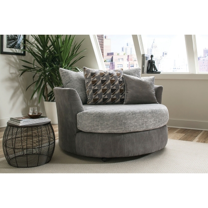Alannah Light Gray/Gray/Brown Swivel Chair Model SM5184-CH by Furniture of America
