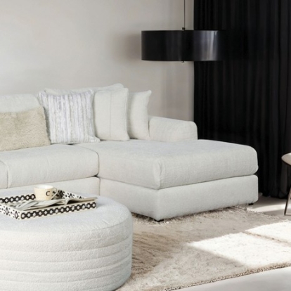 Furniture of America Newberg Transitional Textured Chenille with Quilting Ivory Sectional Model SM5198-SECT