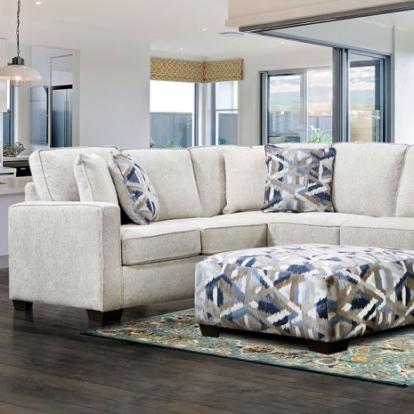 Furniture Of America Heathfield Contemporary Chenille, Solid Wood, Others Ivory Sectional | SM5403-SECT