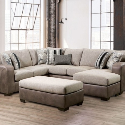 Furniture of America Ashenweald Contemporary Linen-Like Microfiber Solid with Wood Brown-Light Brown Sectional Model SM5404-SECT