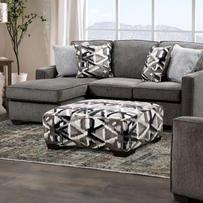 Furniture of America Brentwood Contemporary Linen-Like Solid with Wood Gray Sectional Model SM5405