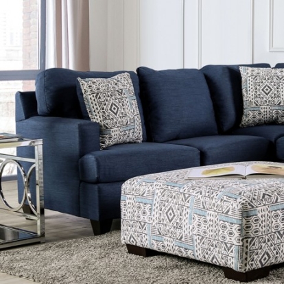 Furniture of America Bayswater Contemporary Denim-Like Solid with Wood Navy Sectional Model SM5410-SECT