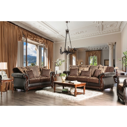 Franklin Dark Brown/Tan Sofa with Loveseat Model SM6106N-2PC by Furniture of America