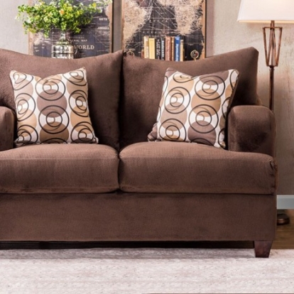 Furniture of America Wessington Transitional Chenille Solid with Wood Chocolate Love Seat Model SM6131-LV