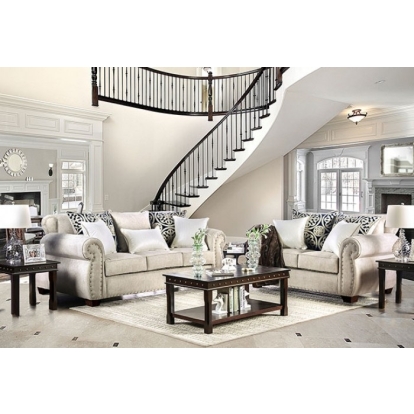 Sinatra Light Mocha/Navy/Champagne Sofa with Loveseat Model SM6152-2PC by Furniture of America