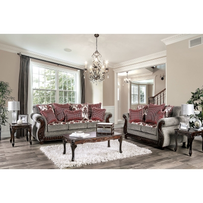Whitland Light Gray/Red Sofa with Loveseat Model SM6219-2PC by Furniture of America