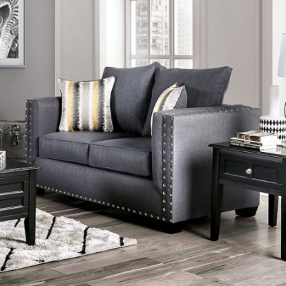Furniture of America Inkom Transitional Linen-Like Solid with Wood Slate Love Seat Model SM6220-LV