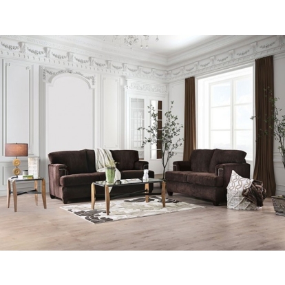 Brynlee Chocolate Sofa with Loveseat (*Pillows Sold Separately) Model SM6410-2PC by Furniture of America