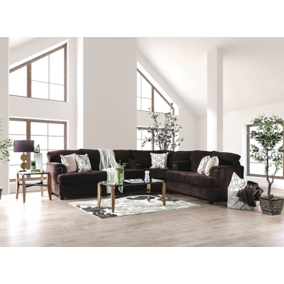 Brynlee Chocolate Sectional (*Pillows Sold Separately) Model SM6410-SECT by Furniture of America