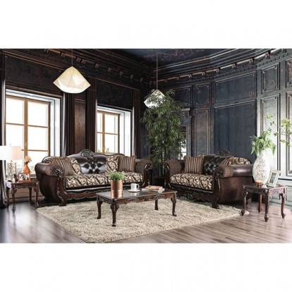 Quirino Light Brown/Dark Brown Sofa with Loveseat Model SM6416-2PC by Furniture of America