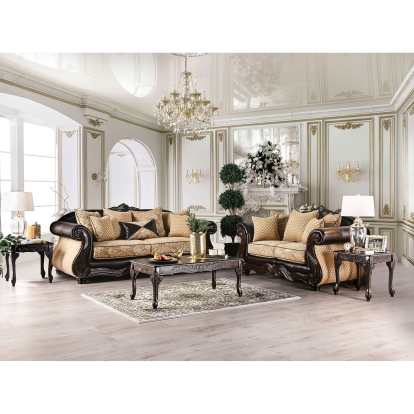 Aislynn Gold/Espresso Sofa with Loveseat Model SM6423-2PC by Furniture of America
