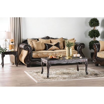 Aislynn Gold/Espresso Sofa Model SM6423-SF by Furniture of America