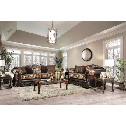 Newdale Brown/Gold Sofa with Loveseat Model SM6427-2PC by Furniture of America