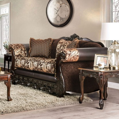 Newdale Brown/Gold Loveseat Model SM6427-LV by Furniture of America