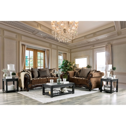 Tilde Brown/Dark Walnut Sofa with Loveseat Model SM6430-2PC by Furniture of America