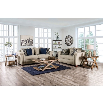 Belsize Beige/Navy Sofa with Loveseat Model SM6438-2PC by Furniture of America