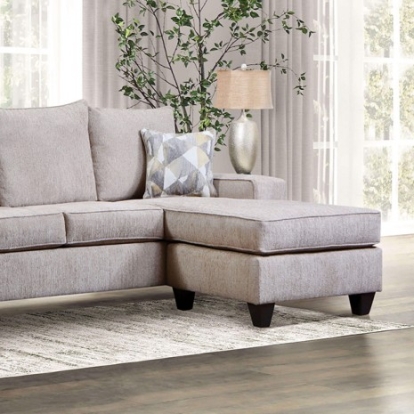 Furniture of America Kesgrave Contemporary Chenille Solid with Wood Beige Sectional Model SM7334