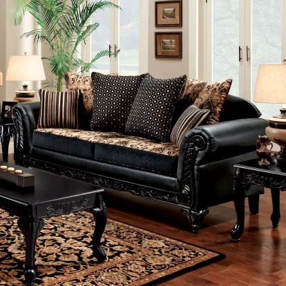 Theodora Tan/Black Sofa Model SM7505N-SF by Furniture of America
