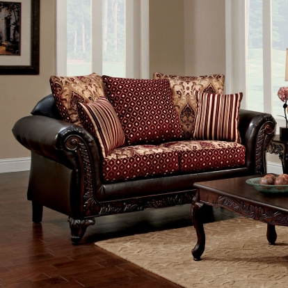 Ellis Burgundy/Brown/Dark Cherry Loveseat Model SM7507N-LV by Furniture of America