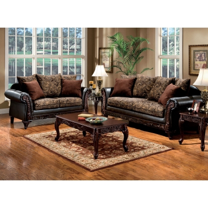 Rotherham Brown/Espresso/Dark Cherry Sofa with Loveseat Model SM7630N-2PC by Furniture of America