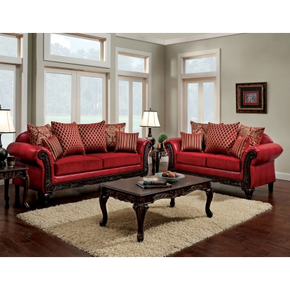 Marcus Red Sofa with Loveseat Model SM7640N-2PC by Furniture of America