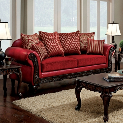 Marcus Red Sofa Model SM7640N-SF by Furniture of America