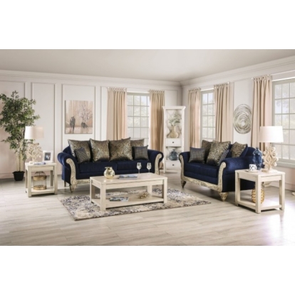 Marinella Royal Blue Sofa with Loveseat Model SM7744-2PC by Furniture of America