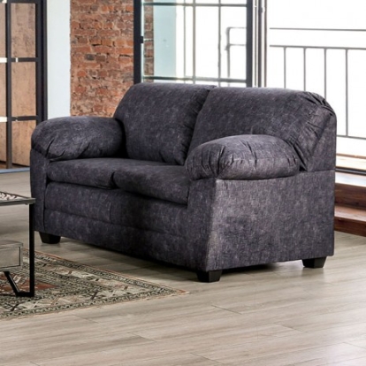 Furniture of America Keswick Contemporary Fabric Solid with Wood Charcoal Loveseat Model SM7754-LV