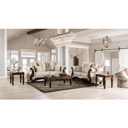 Giardino Brown/Walnut Sofa with Loveseat Model SM7764-2PC by Furniture of America