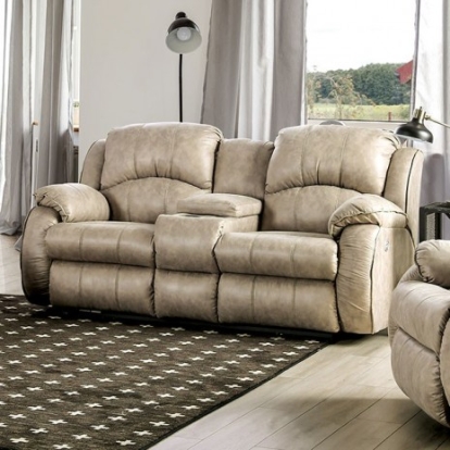 Furniture of America Elton Transitional Microfiber Suede Solid with Wood Light Gray Power Love Seat Model SM7804-LV