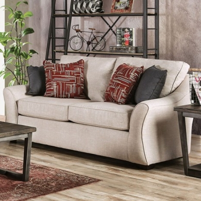 Furniture of America Jarrow Transitional Linen-Like Solid with Wood Ivory Loveseat Model SM8003-LV