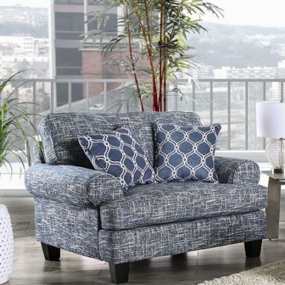 Furniture of America Pierpont Transitional Burlap Weave with Wood Blue Chair Model SM8010-CH