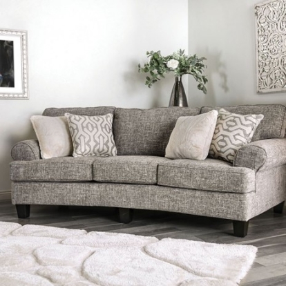 Furniture of America Pierpont Transitional Burlap Weave with Wood Gray Sofa Model SM8012-SF