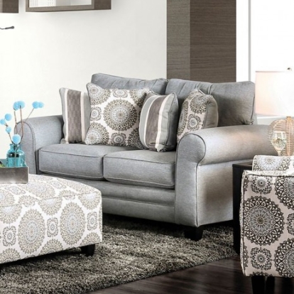 Furniture Of America Misty Transitional Fabric, Solid Wood Blue Gray Love Seat | SM8141-LV