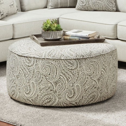 Furniture Of America Pocklington Transitional Chenille, Solid Wood Paisley Multi Ottoman | SM8188-OT