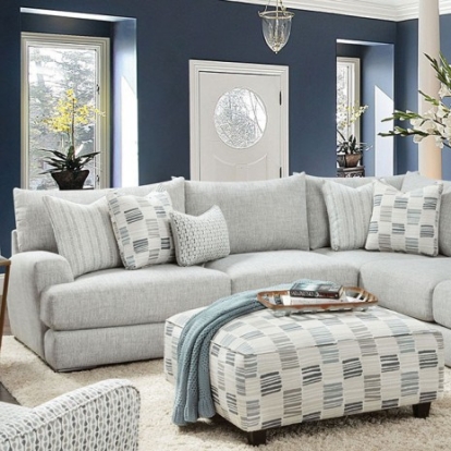 Furniture of America Pelham Transitional Soft Weave Fabric Solid with Wood Gray Sectional Model SM8189-SECT