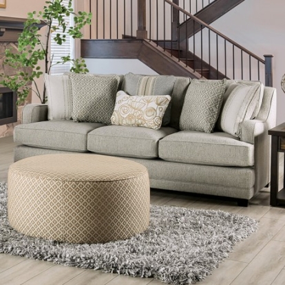 Furniture of America Stephney Transitional Foam Linen-Like Solid with Wood Gold-Gray Sofa Model SM8193-SF