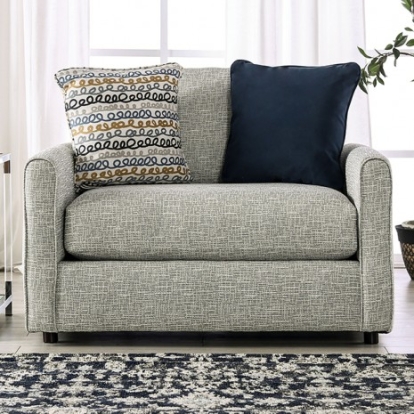 Furniture of America Chancery Transitional Foam Linen-Like Solid with Wood Gray-Navy Chair And Half Model SM8194-CH