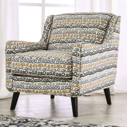 Furniture of America Chancery Transitional Foam Linen-Like Solid with Wood Gray-Navy Chair Model SM8194-CH-PT