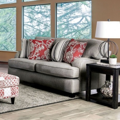Furniture of America Ames Charcoal Espresso Chenille Solid with Wood Love Seat Model SM8250-LV