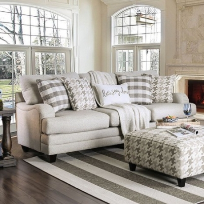 Furniture of America Christine Transitional Linen-Like Solid with Wood Light Gray Sofa Model SM8280-SF
