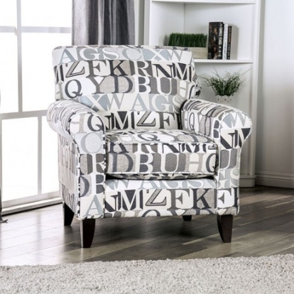 Furniture of America Verne Transitional Fabric Solid with Wood Pattern Letter Chair Model SM8330-CH-LT
