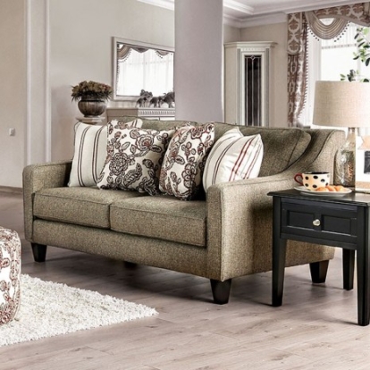 Furniture of America Fillmore Warm Gray Espresso Linen-Like Solid with Wood Love Seat Model SM8350-LV