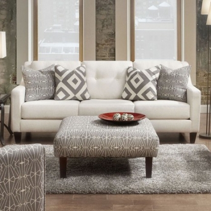 Furniture of America Parker Transitional Fabric Solid with Wood Ivory Sofa Model SM8563-SF