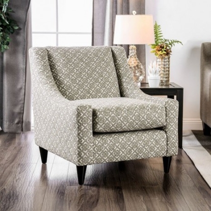 Furniture Of America Dorset Transitional Fabric, Solid Wood, Others Light Gray/Pattern Square Chair | SM8564-CH-SQ
