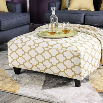 Furniture Of America Orson Contemporary Espresso Ivory Ottoman | SM8600-OT