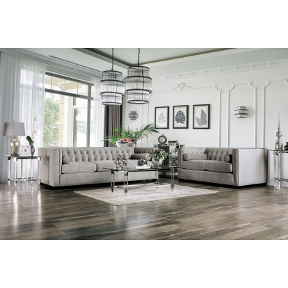 Elliot Light Gray Sofa with Loveseat Model SM9115-2PC by Furniture of America