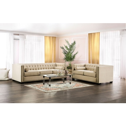 Elliot Beige Sofa with Loveseat Model SM9116-2PC by Furniture of America
