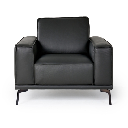 Lamod Italia Soho - Italian Grey Leather Armchair Lounge Chair Grey furniture-00181961 Vig Furniture VGDTSOHO-GREY-CHR