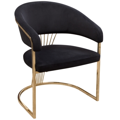 Diamond Sofa SOLSTICEDCBL1PK Solstice Dining Chair Black Velvet Gold Metal